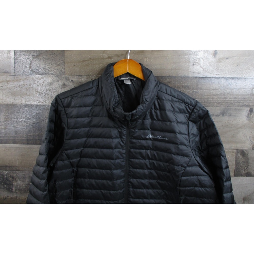 Eddie Bauer Jacket Womens 2XL Black 650 Fill Down Puffer Full Zip Packable EB650